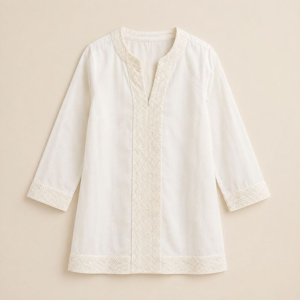 Soft Joie Ivory Embroidered Tunic Blouse Top XS Boho Cotton
